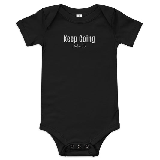 Embroidered Baby "Keep Going" short sleeve one piece