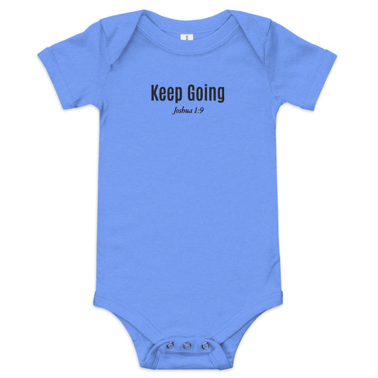 Embroidered Baby "Keep Going" short sleeve one piece