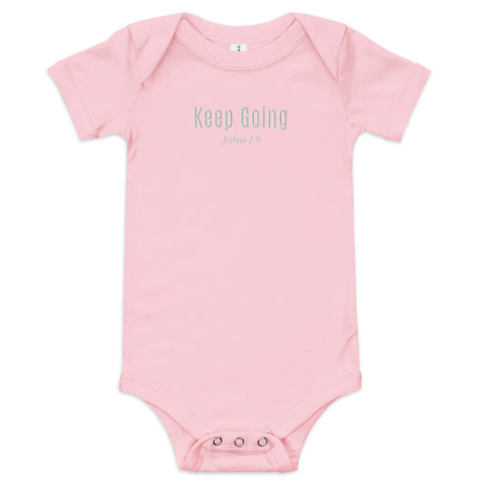 Embroidered Baby "Keep Going" short sleeve one piece