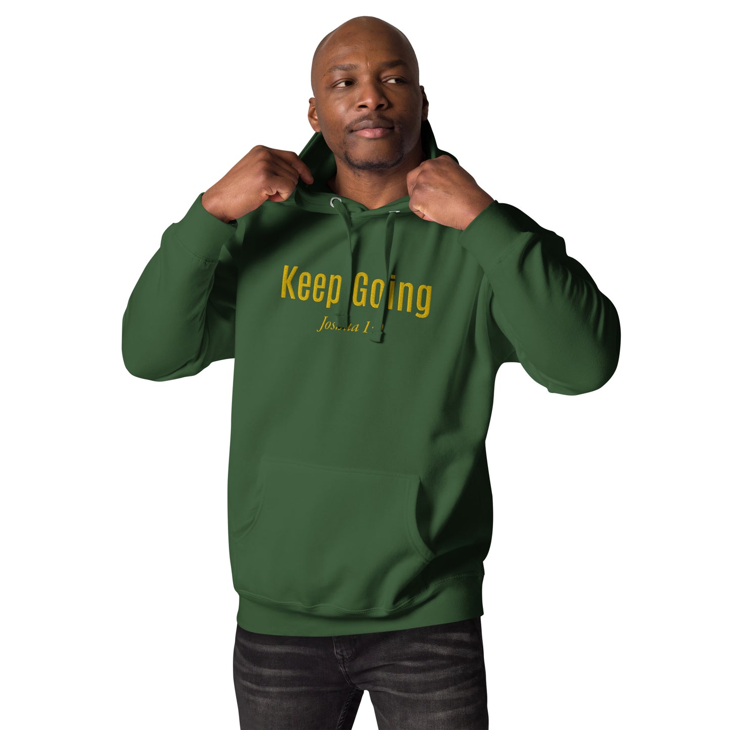 KEEP GOING Unisex Hoodie with GOLD Embroidery