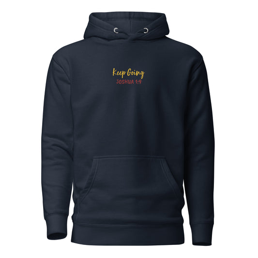 Embroidered Unisex "Keep Going" Centered Hoodie