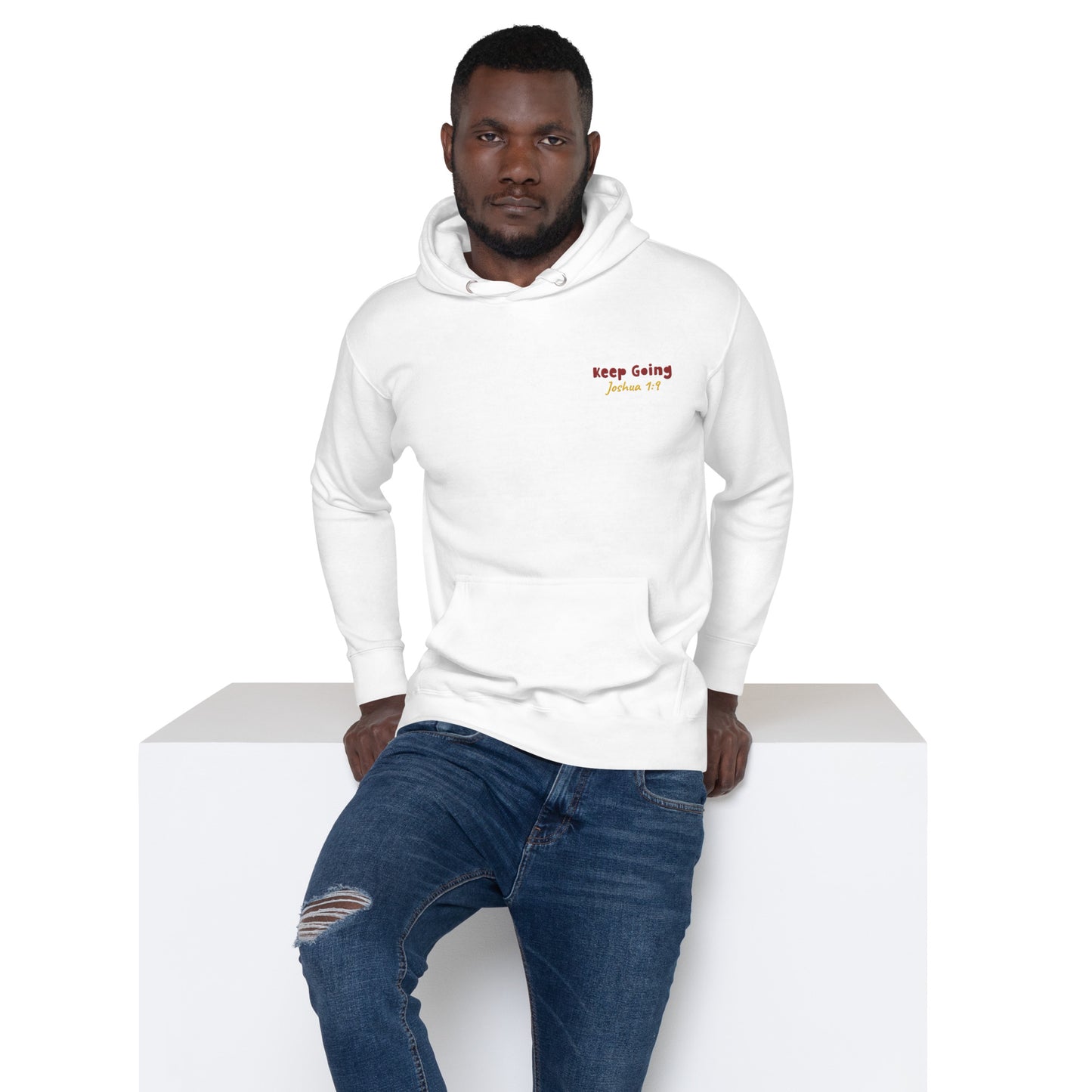 Embroidered Unisex "Keep Going" Right Side Hoodie